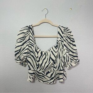 Zebra Print Puff Sleeve Top